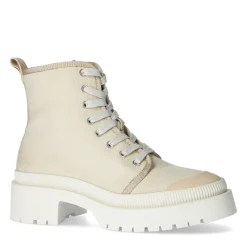 Beige Canvas Veterboots Met Blokhak^Sacha Clearance