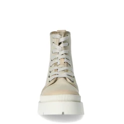 Beige Canvas Veterboots Met Blokhak^Sacha Clearance
