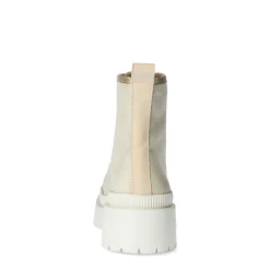 Beige Canvas Veterboots Met Blokhak^Sacha Clearance
