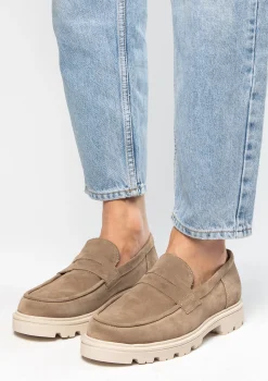 Beige Chunky Suede Loafers^Sacha Cheap