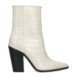 Beige Cowboylaarzen Met Croco Details^Sacha Fashion