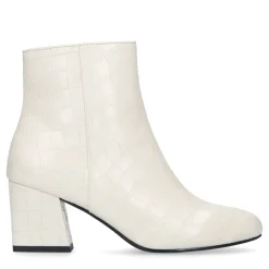 Beige Croco Enkellaarsjes Met Blokhak^Sacha Shop