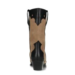 Beige Leren Cowboylaarzen Met Zwarte Details^Sacha Sale