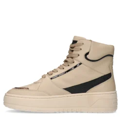 Beige Leren Hoge Sneakers^Sacha Best