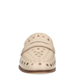 Beige Leren Penny Loafers Met Studs^Sacha Cheap