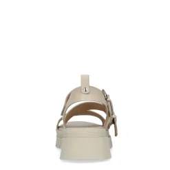 Beige Leren Plateau Sandalen Met Gespen^Sacha Fashion