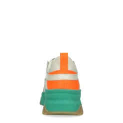 Beige Leren Platform Sneakers Met Groene Zool^Sacha Best