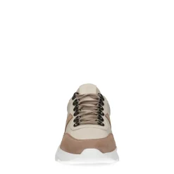 Beige Leren Sneakers Met Suede Details^Sacha New