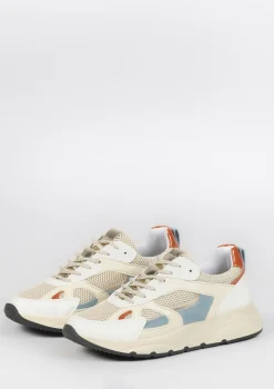 Beige Leren Sneakers Met Blauwe Details^Sacha Flash Sale