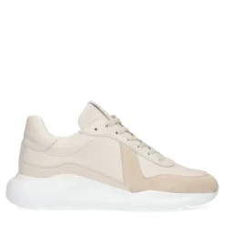 Beige Leren Sneakers Met Suede^Sacha Outlet