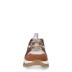 Beige Leren Sneakers Met Metallic Paarse Details^Sacha Flash Sale