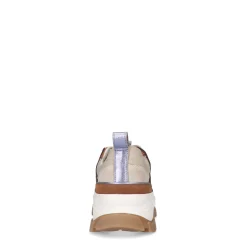 Beige Leren Sneakers Met Metallic Paarse Details^Sacha Flash Sale