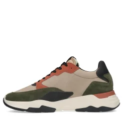 Beige Leren Sneakers Met Groene Details^Sacha Clearance