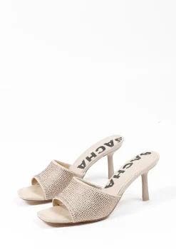 Beige Muiltjes Met Strass^Sacha Clearance