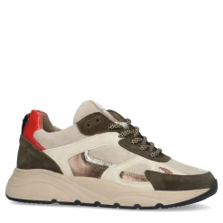 Beige Sneakers Met Groene En Fluffy Details^Sacha Shop