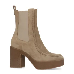 Beige Suede Chelsea Boots Met Plateau Hak^Sacha Cheap