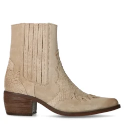 Beige Suede Cowboylaarsjes^Sacha Store