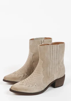 Beige Suede Cowboylaarsjes^Sacha Store