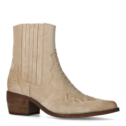 Beige Suede Cowboylaarsjes^Sacha Store
