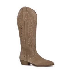 Beige Suede Cowboylaarzen Met Studs^Sacha Sale