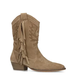 Beige Suede Cowboylaarzen Met Franjes^Sacha Flash Sale