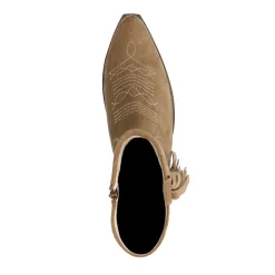 Beige Suede Cowboylaarzen Met Franjes^Sacha Flash Sale