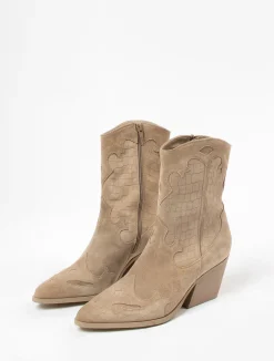 Beige Suede Cowboylaarzen^Sacha Online