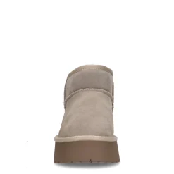 Beige Suede Enkelboots Met Plateau Zool^Sacha Shop