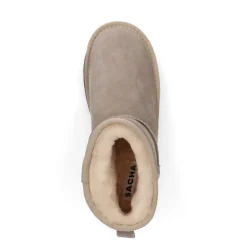 Beige Suede Enkelboots Met Plateau Zool^Sacha Shop