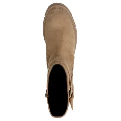 Beige Suede Enkellaarsjes Met Gesp^Sacha Outlet