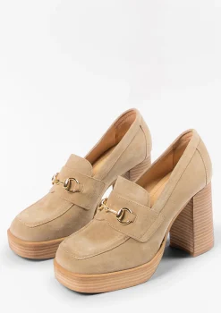 Beige Suede Loafers Met Hak^Sacha Cheap