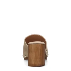 Beige Suede Muiltjes Met Houten Hak^Sacha Discount