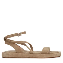 Beige Suede Sandalen Met Gekruiste Bandjes^Sacha Shop