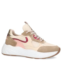 Beige Suede Sneakers Met Roze Details^Sacha Online