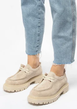 Beige Suede Veterschoenen^Sacha Outlet
