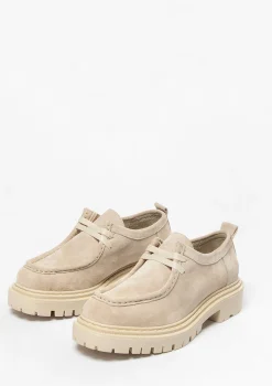 Beige Suede Veterschoenen^Sacha Outlet