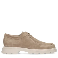 Beige Suede Veterschoenen Met Grove Zool^Sacha Shop
