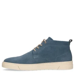 Blauwe Hoge Leren Sneakers^Sacha Fashion