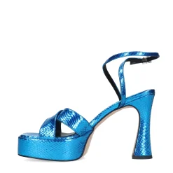 Blauwe Metallic Platform Sandalen Met Hak^Sacha Hot