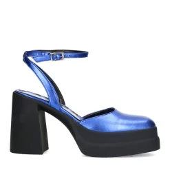 Blauwe Metallic Pumps Met Plateau Hak^Sacha Discount