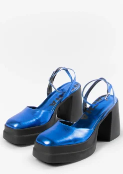 Blauwe Metallic Pumps Met Plateau Hak^Sacha Discount