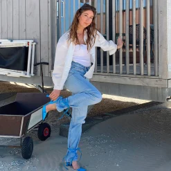 Blauwe Slingback Pumps Met Veters^Sacha Outlet