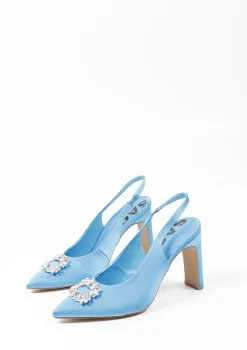 Blauwe Slingback Pumps Met Strass^Sacha Store