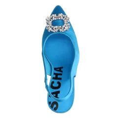 Blauwe Slingback Pumps Met Strass^Sacha Store