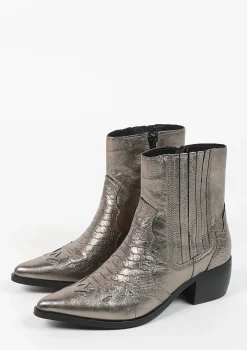 Bronskleurige Leren Cowboy Enkellaarsjes^Sacha Best Sale