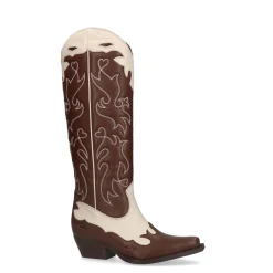 Bruine Leren Cowboylaarzen Met Witte Sierstiksels^Sacha Best Sale