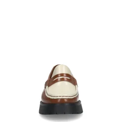 Bruine Leren Plateau Loafers Met Witte Details^Sacha Cheap