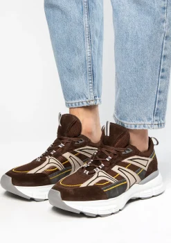 Bruine Nubuck Sneakers Met Suede^Sacha Cheap