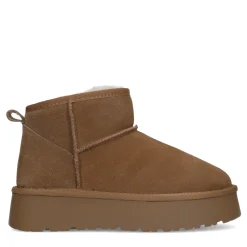 Bruine Suede Enkelboots Met Wol^Sacha Best Sale