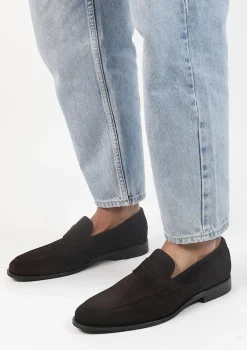 Bruine Suede Klassieke Loafers^Sacha Best Sale